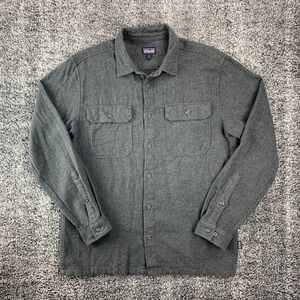 Patagonia Men's M Organic Cotton Flannel Shirt Gray Long Sleeve Button Front